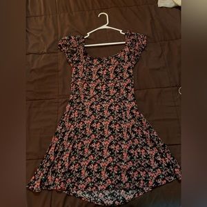 Black floral dress, off shoulder